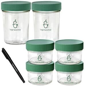 NEW Sage Spoonfuls 6 pack Jar Set: 4oz (x4) & 8oz (x2) Jars Baby Food Storage
